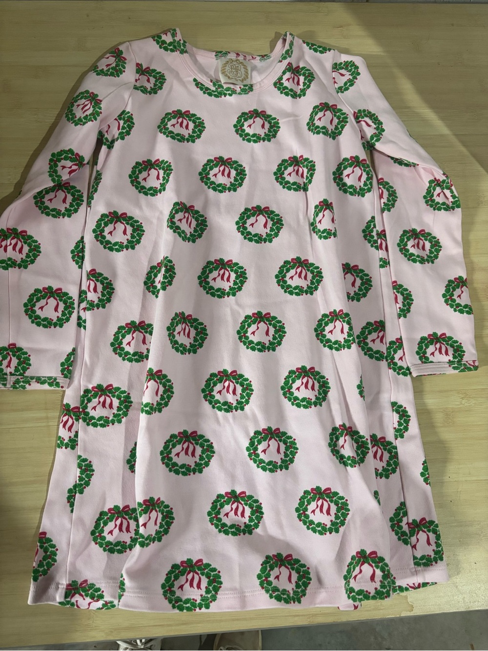 Beaufort Bonnet Pink Holiday Wreath Long Sleeve Dress